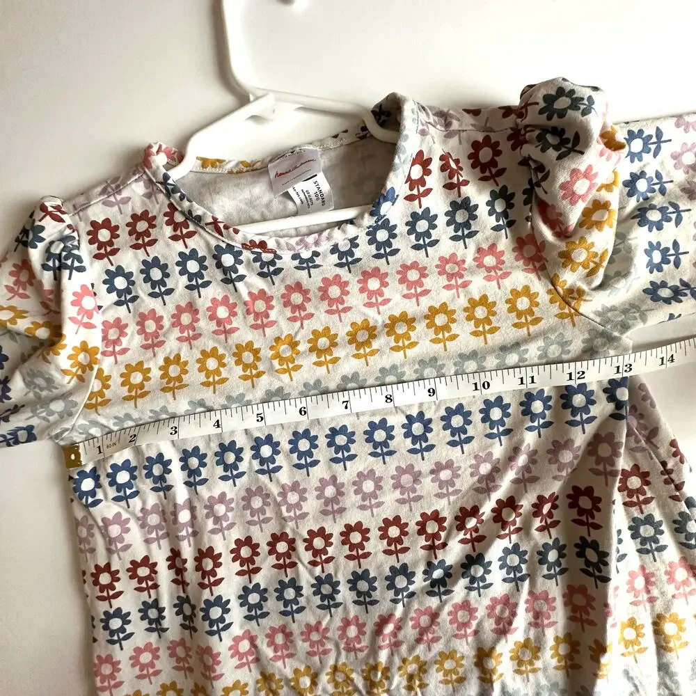 Hanna Andersson Floral Dress Size 130 cm (Girls 8) Gray Multicolor Cotton Casual